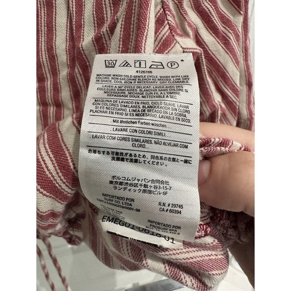 Volcom Top White/Red Blouse 100% Cotton Short Sleeve V-Neck Women's Size XL (12) - Picture 10 of 15